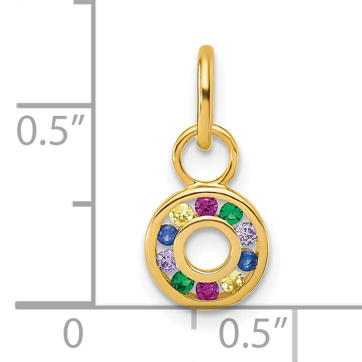 14K Polished Diamond Multi-color CZ Circle Charm-PM10773-YCZ