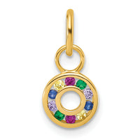 14K Polished Diamond Multi-color CZ Circle Charm-PM10773-YCZ