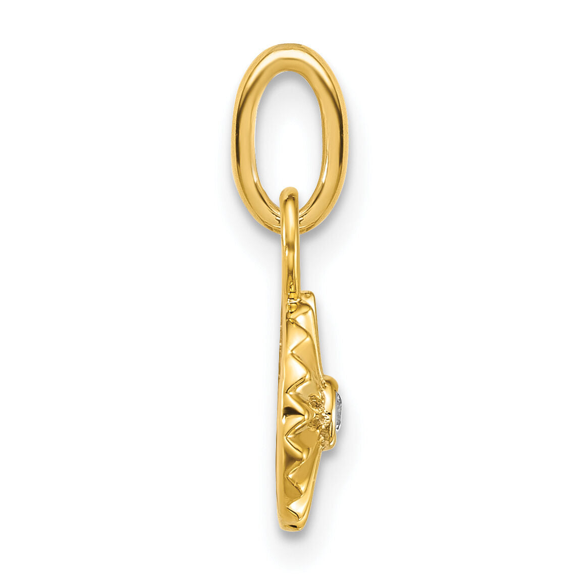 14K Polished and Grooved Diamond Circle Charm-PM10774-005-YAA