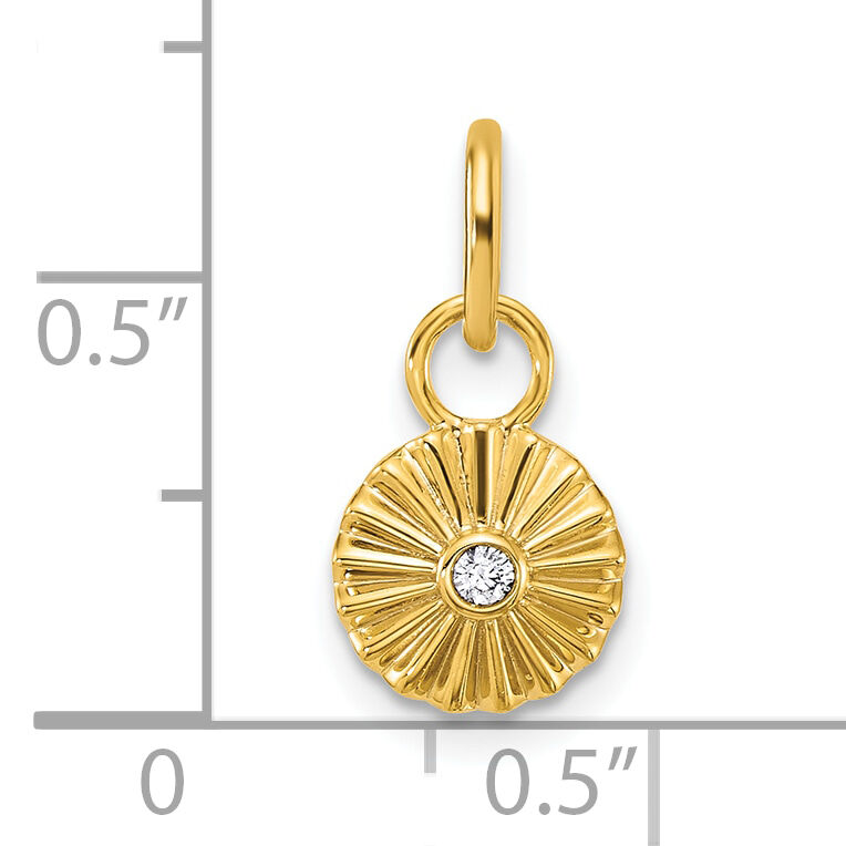 14K Polished and Grooved Diamond Circle Charm-PM10774-005-YAA