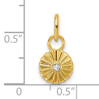 14K Polished and Grooved Diamond Circle Charm-PM10774-005-YAA