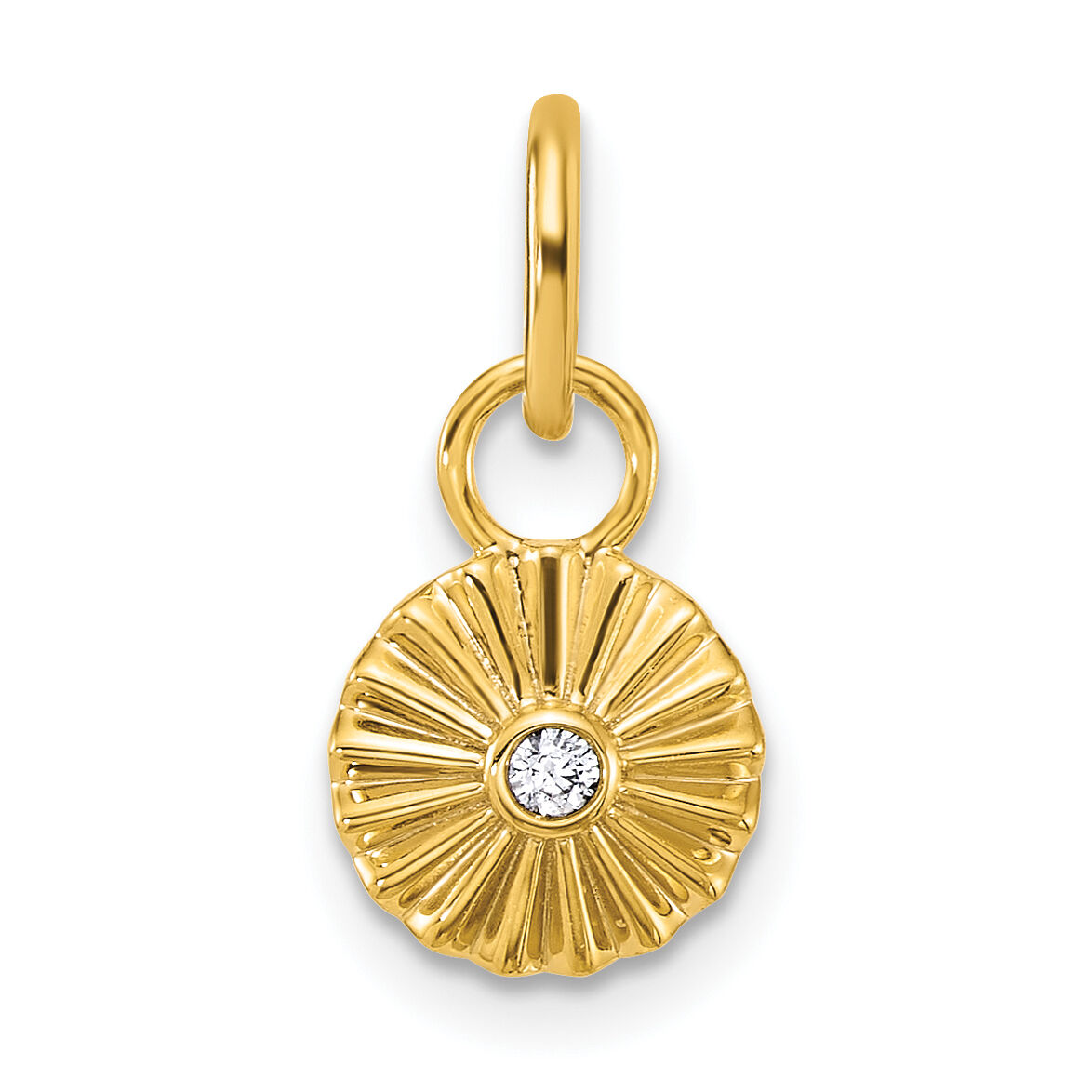 14K Polished and Grooved Diamond Circle Charm-PM10774-005-YAA