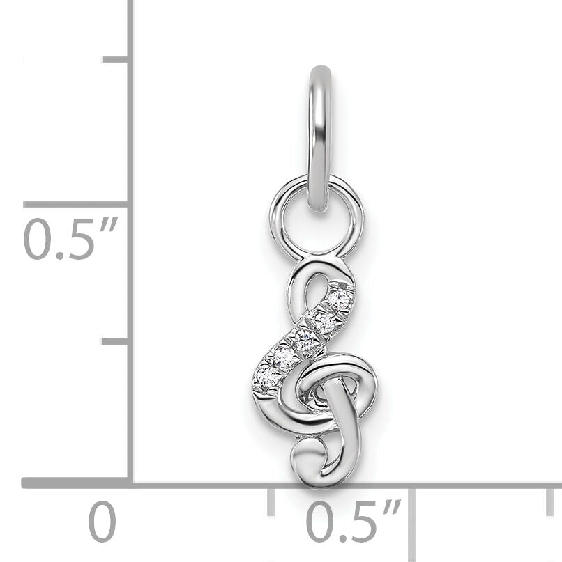 14K White Gold Polished Diamond Music Treble Clef Charm-PM10776-003-WAA