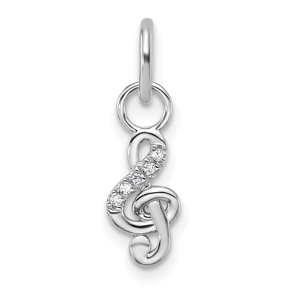 14K White Gold Polished Diamond Music Treble Clef Charm-PM10776-003-WAA