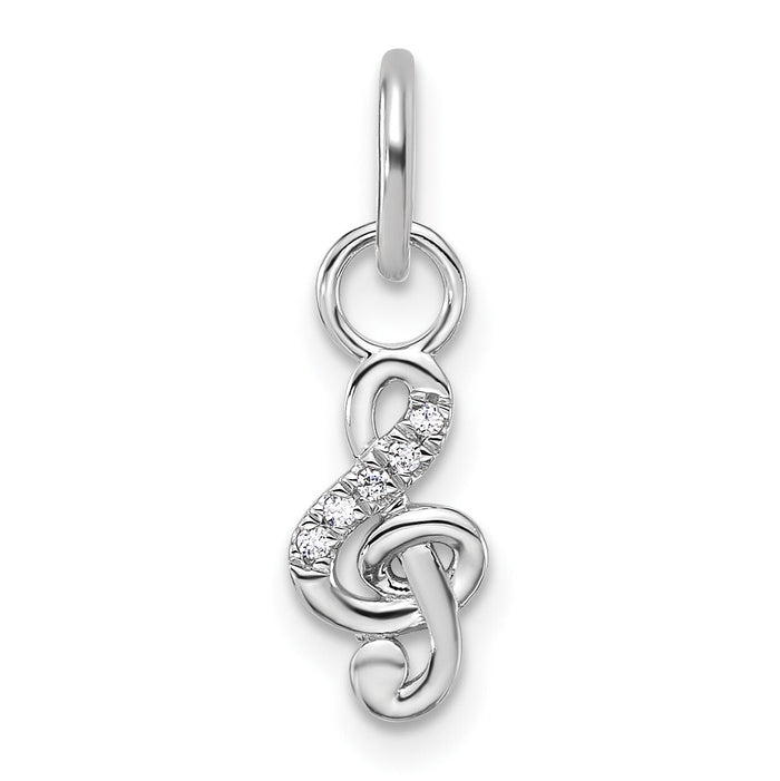 14K White Gold Polished Diamond Music Treble Clef Charm-PM10776-003-WAA