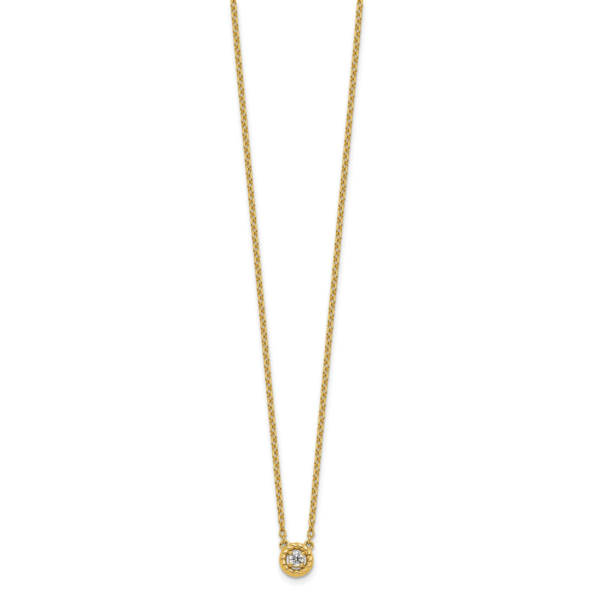 14K Polished and Twisted Diamond Necklace-PM10778-010-YAA