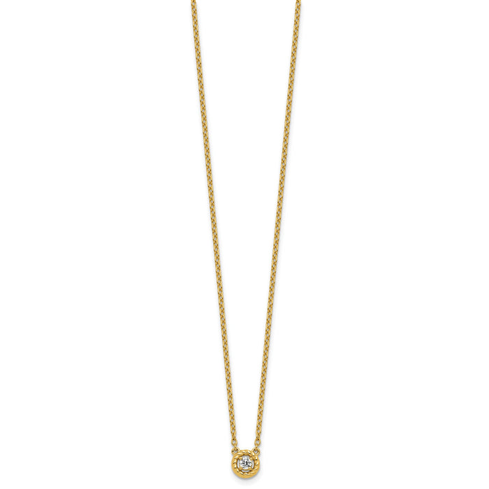 14K Polished and Twisted Diamond Necklace-PM10778-010-YAA