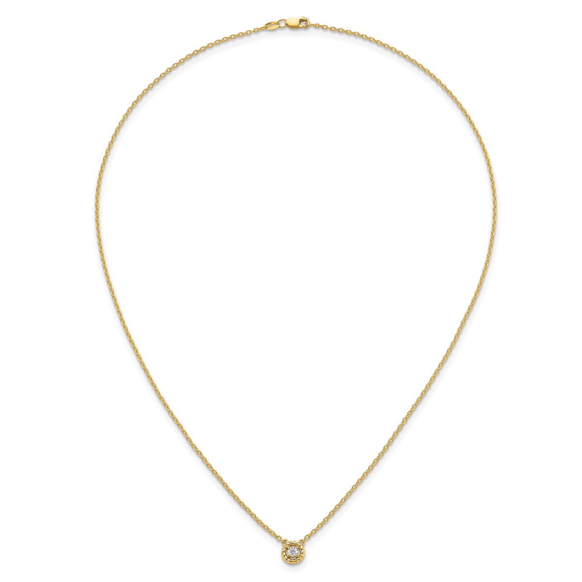 14K Polished and Twisted Diamond Necklace-PM10778-010-YAA