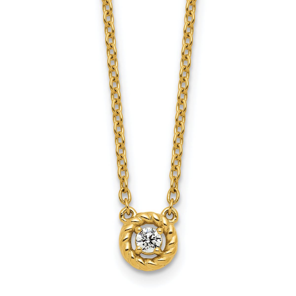 14K Polished and Twisted Diamond Necklace-PM10778-010-YAA