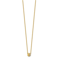 14K Polished and Hammered Diamond Disk Necklace-PM10779-005-YAA