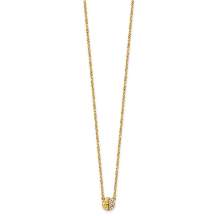 14K Polished and Hammered Diamond Disk Necklace-PM10779-005-YAA