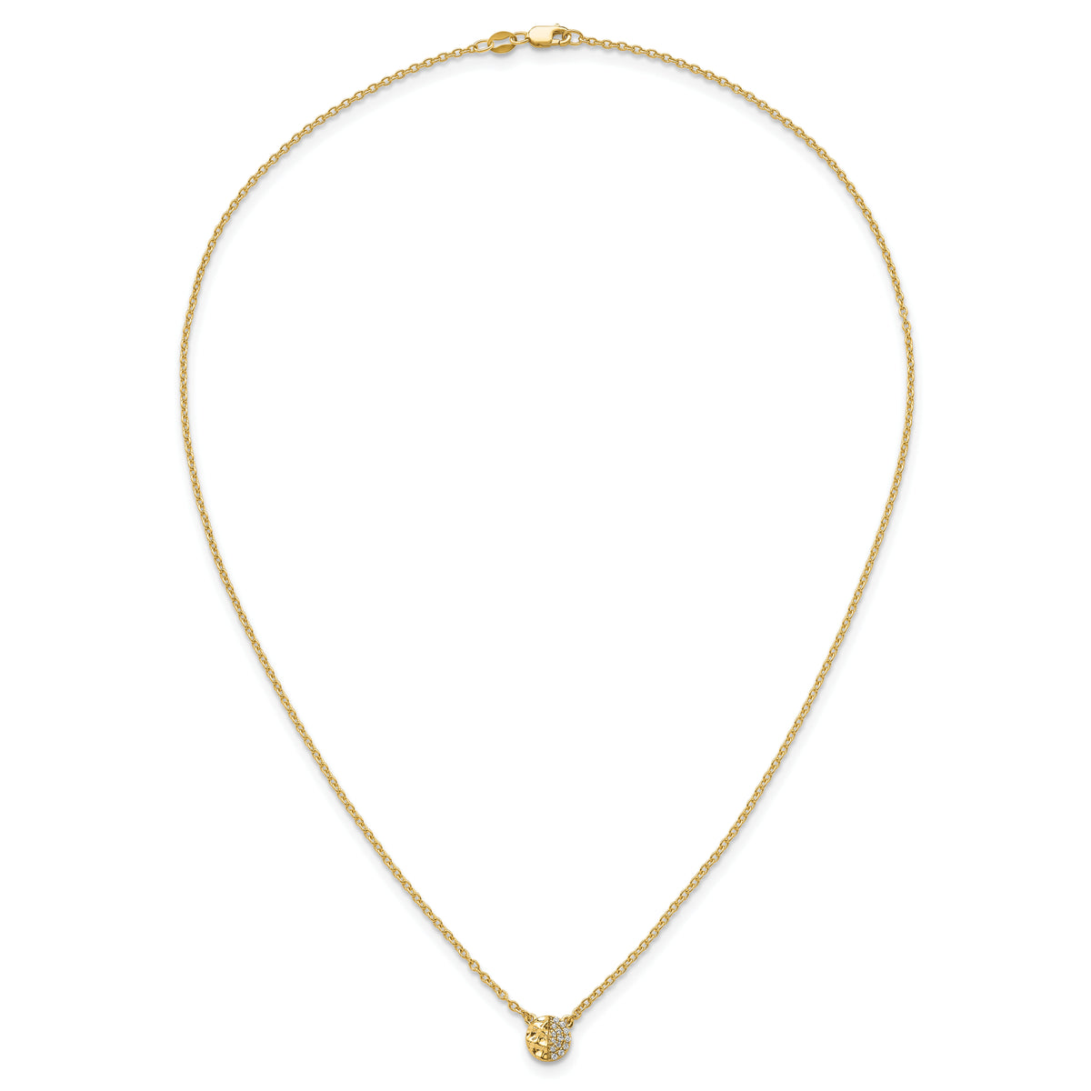 14K Polished and Hammered Diamond Disk Necklace-PM10779-005-YAA