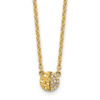 14K Polished and Hammered Diamond Disk Necklace-PM10779-005-YAA
