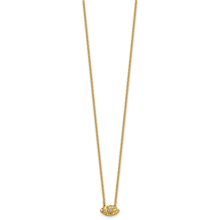 14K Polished and Hammered Diamond Evil Eye Necklace-PM10780-005-YAA