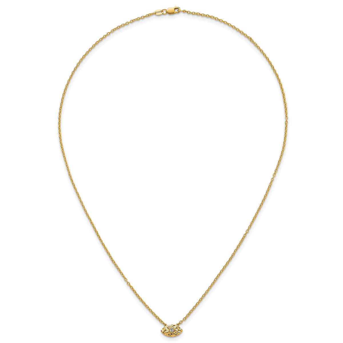 14K Polished and Hammered Diamond Evil Eye Necklace-PM10780-005-YAA