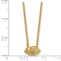 14K Polished and Hammered Diamond Evil Eye Necklace-PM10780-005-YAA