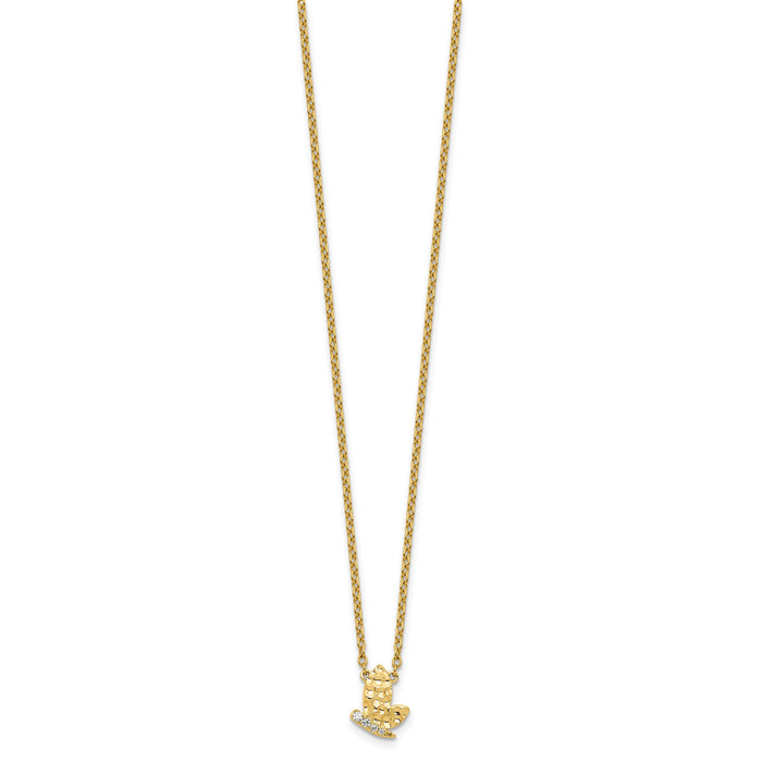 14K Polished and Hammered Diamond Butterfly Necklace-PM10781-005-YAA
