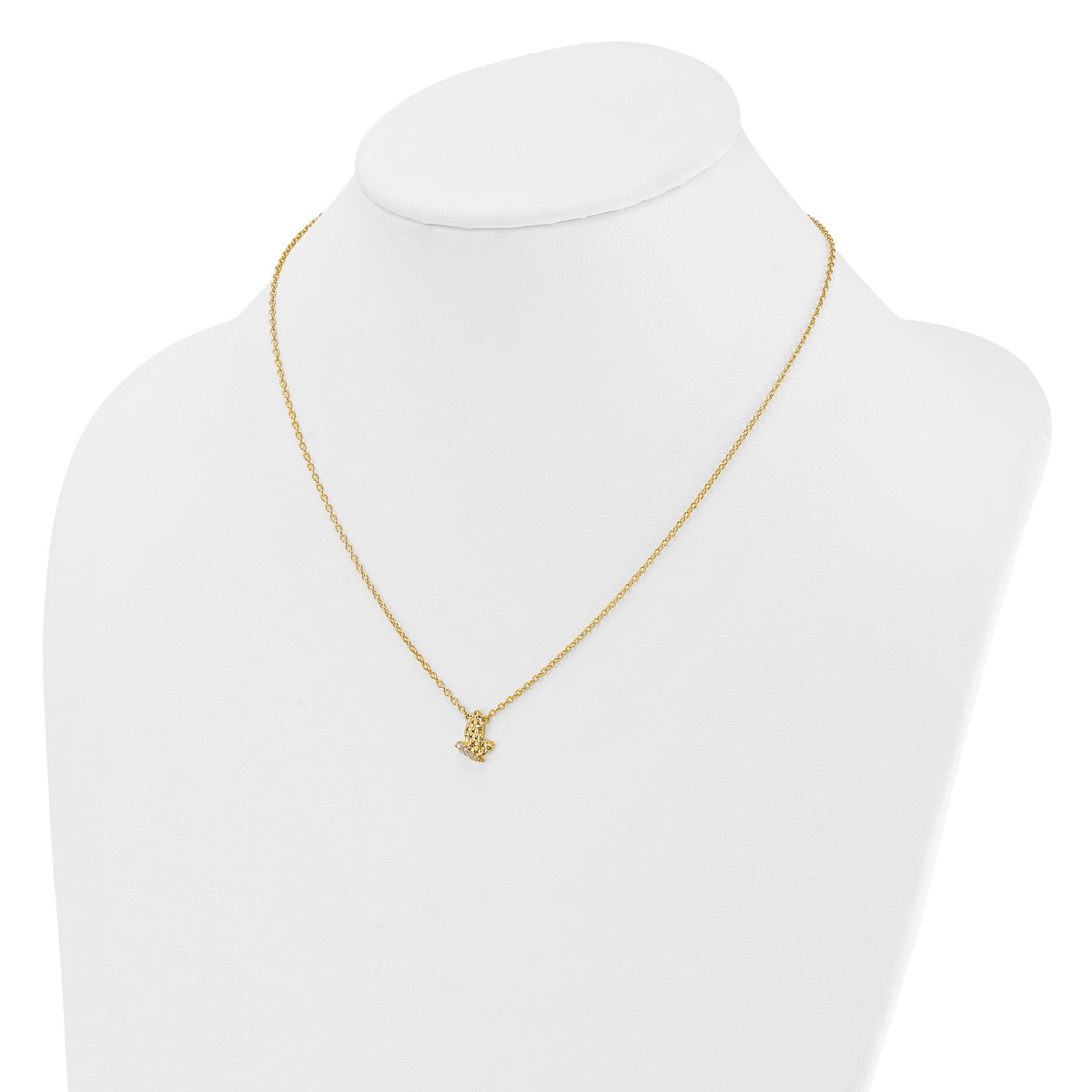 14K Polished and Hammered Diamond Butterfly Necklace-PM10781-005-YAA