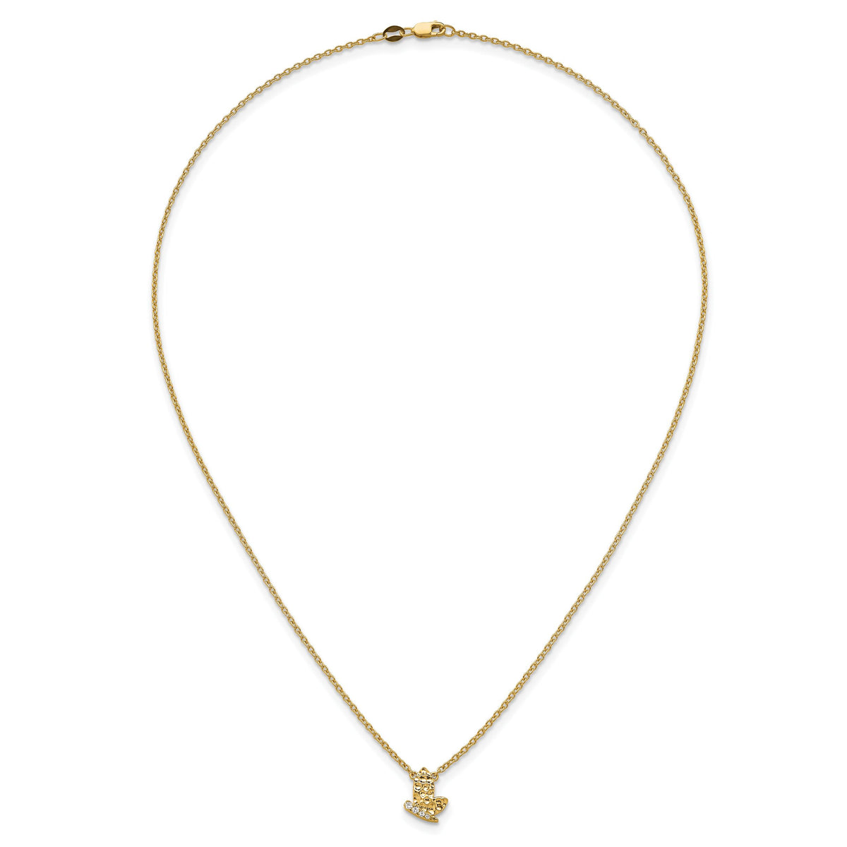 14K Polished and Hammered Diamond Butterfly Necklace-PM10781-005-YAA