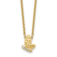 14K Polished and Hammered Diamond Butterfly Necklace-PM10781-005-YAA