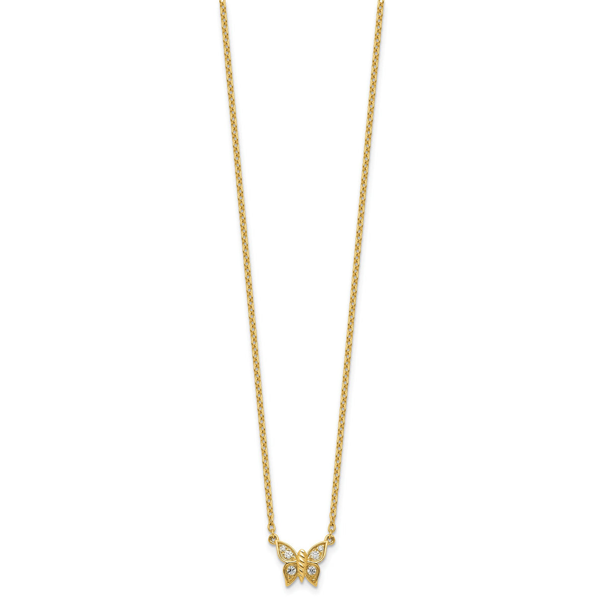 14K Polished Diamond Butterfly Necklace-PM10782-010-YAA