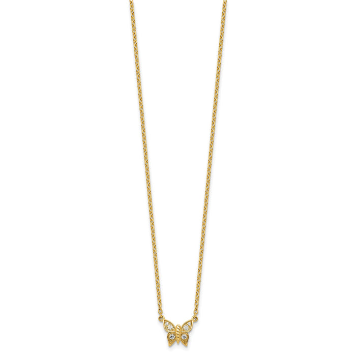 14K Polished Diamond Butterfly Necklace-PM10782-010-YAA
