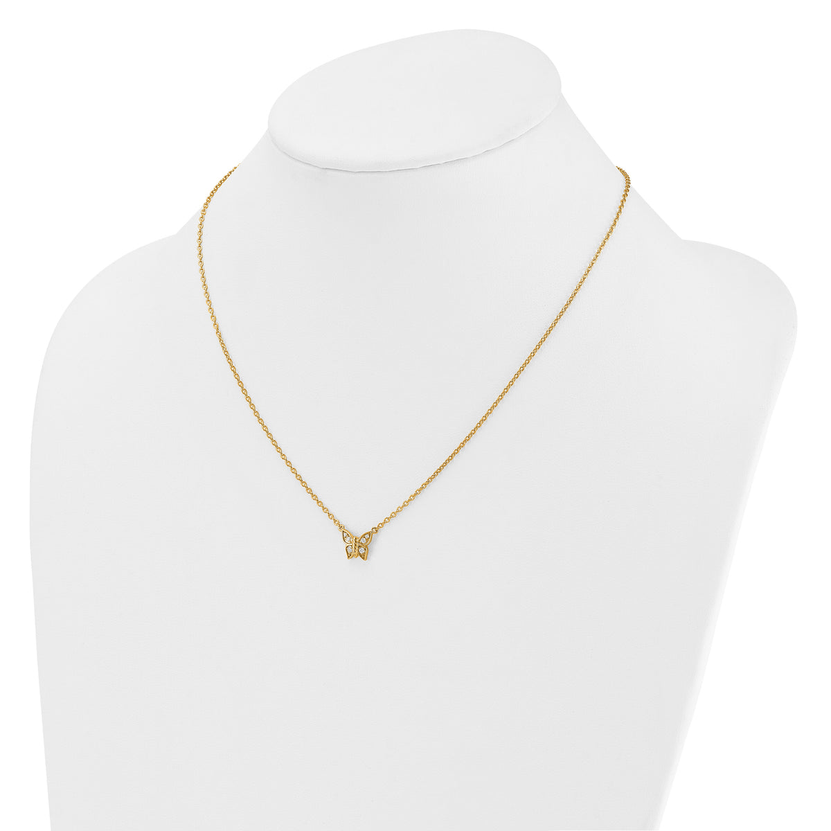 14K Polished Diamond Butterfly Necklace-PM10782-010-YAA