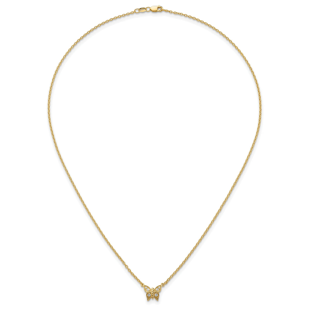 14K Polished Diamond Butterfly Necklace-PM10782-010-YAA