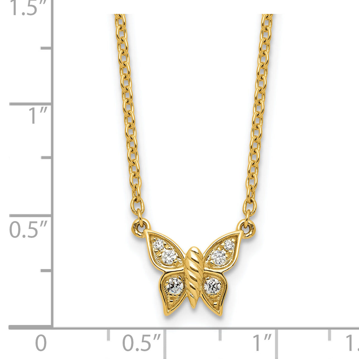 14K Polished Diamond Butterfly Necklace-PM10782-010-YAA