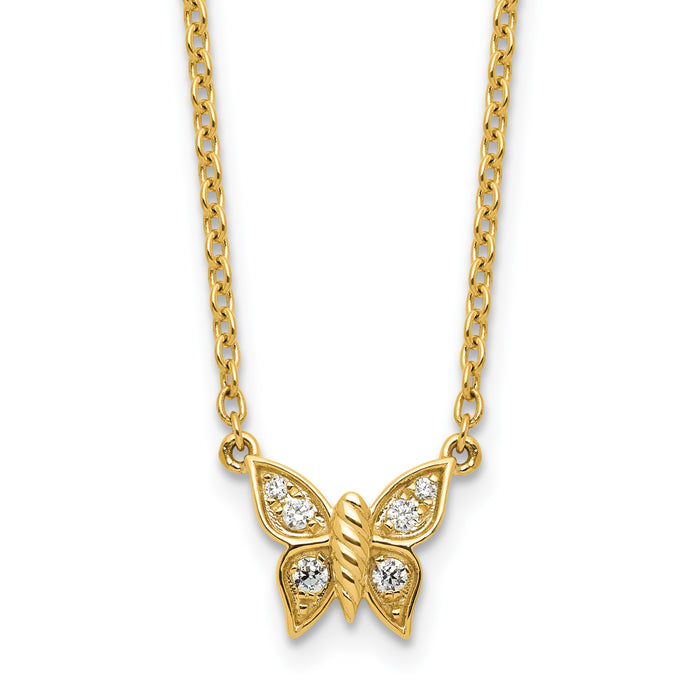 14K Polished Diamond Butterfly Necklace-PM10782-010-YAA