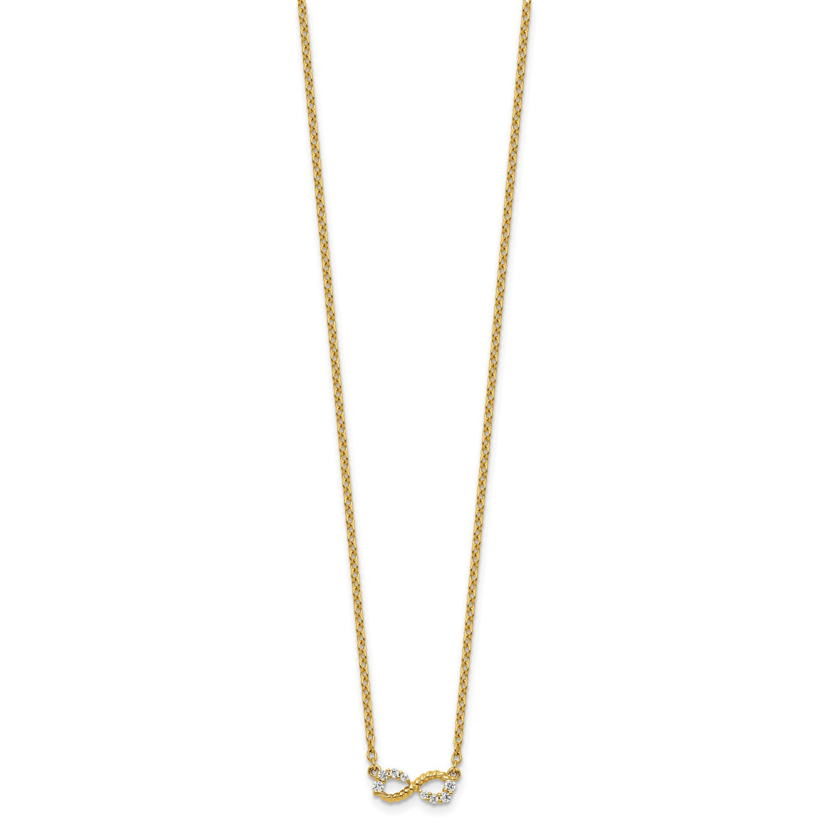 14K Polished and Beaded Diamond Infinity Necklace-PM10783-013-YAA