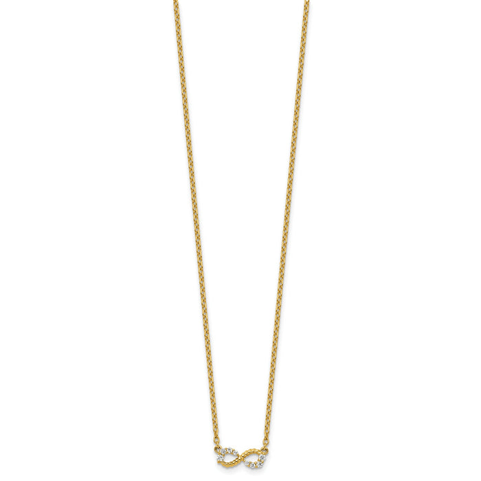 14K Polished and Beaded Diamond Infinity Necklace-PM10783-013-YAA