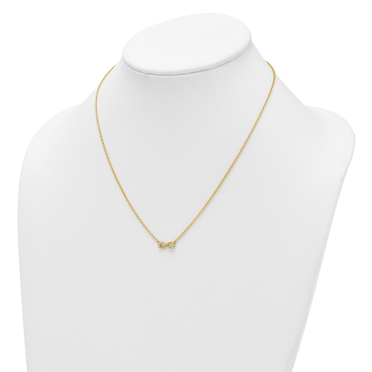 14K Polished and Beaded Diamond Infinity Necklace-PM10783-013-YAA