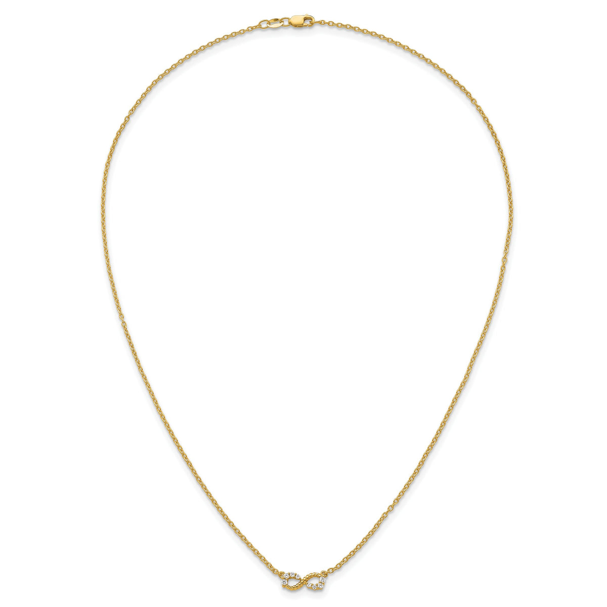 14K Polished and Beaded Diamond Infinity Necklace-PM10783-013-YAA