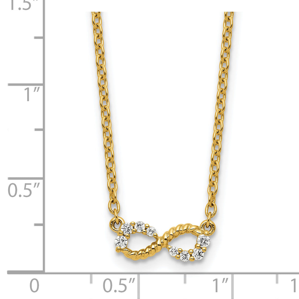 14K Polished and Beaded Diamond Infinity Necklace-PM10783-013-YAA