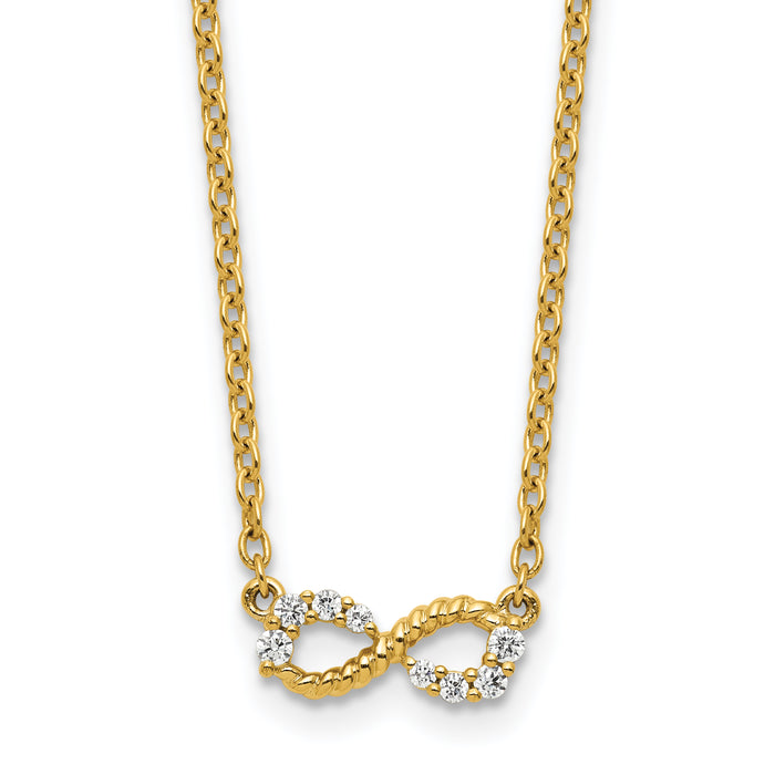 14K Polished and Beaded Diamond Infinity Necklace-PM10783-013-YAA