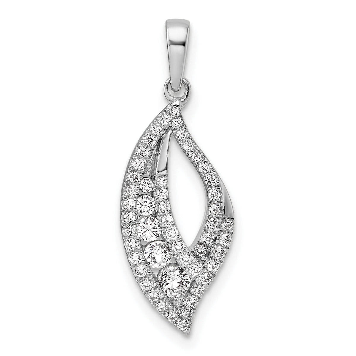 14K White Gold Polished Diamond Fancy Pendant-PM10789-037-WAA