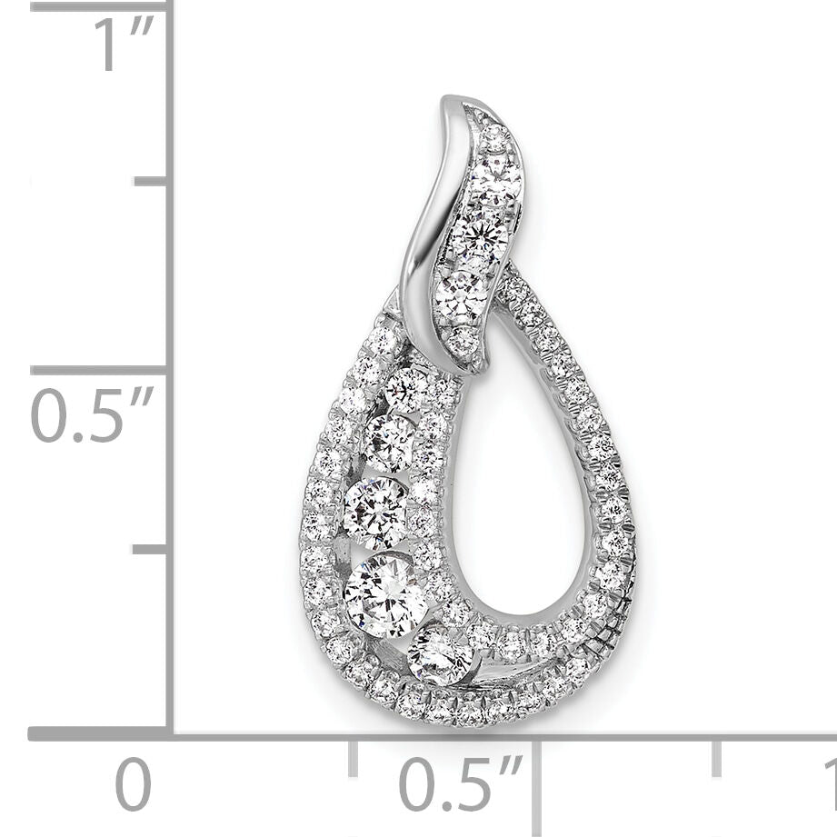 14K White Gold Polished Diamond Teardrop Chain slide-PM10790-060-WAA