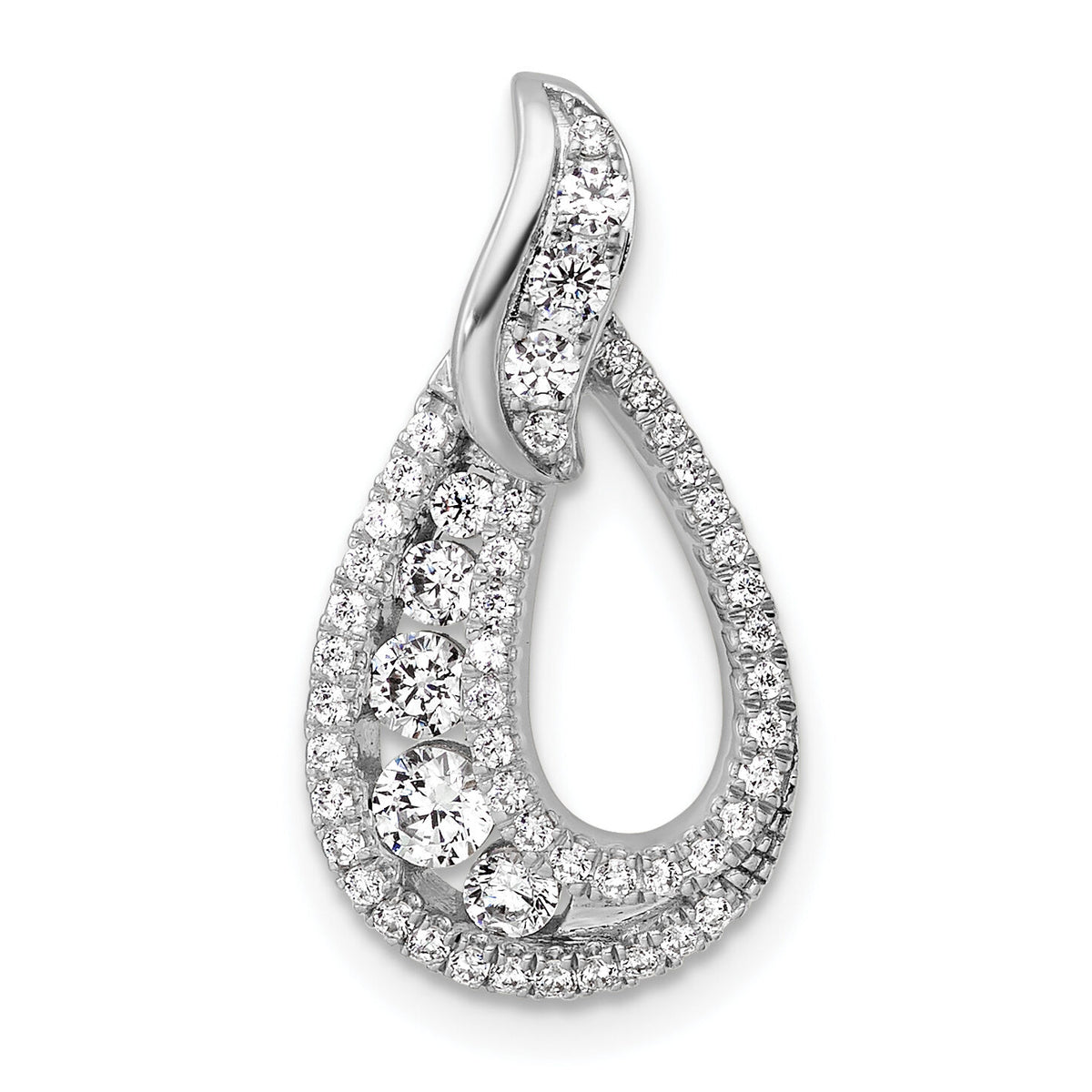 14K White Gold Polished Diamond Teardrop Chain slide-PM10790-060-WAA
