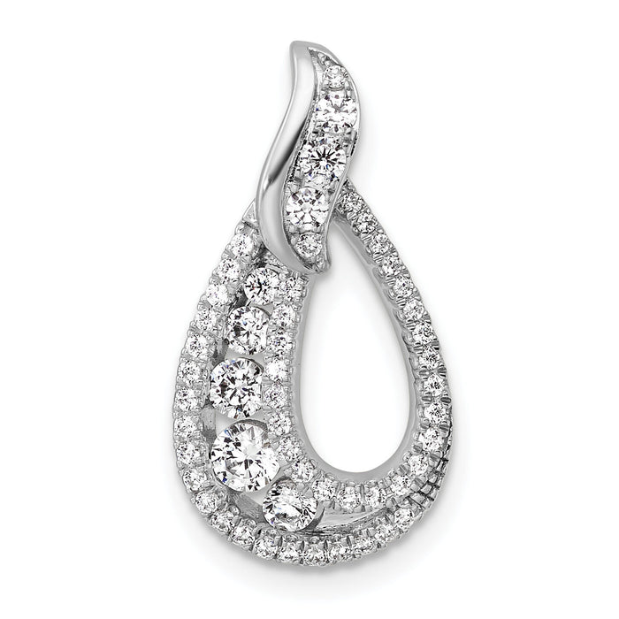 14K White Gold Polished Diamond Teardrop Chain slide-PM10790-060-WAA