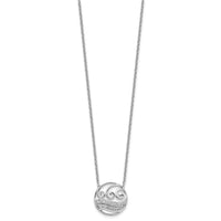14K White Gold Polished Diamond Circle with Waves Necklace-PM10795-016-WAA