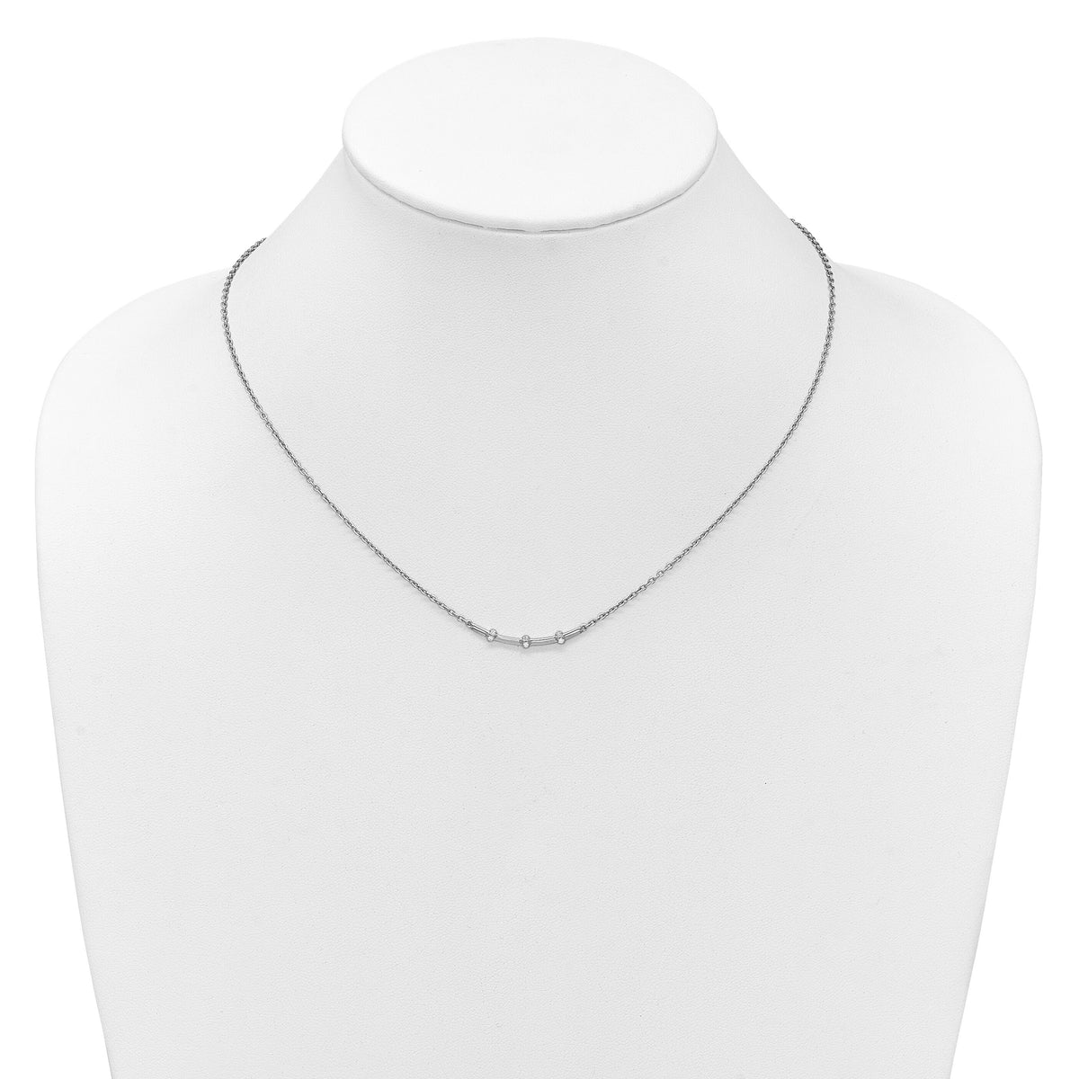 14K White Gold Polished Diamond Bar Necklace-PM10796-006-WAA