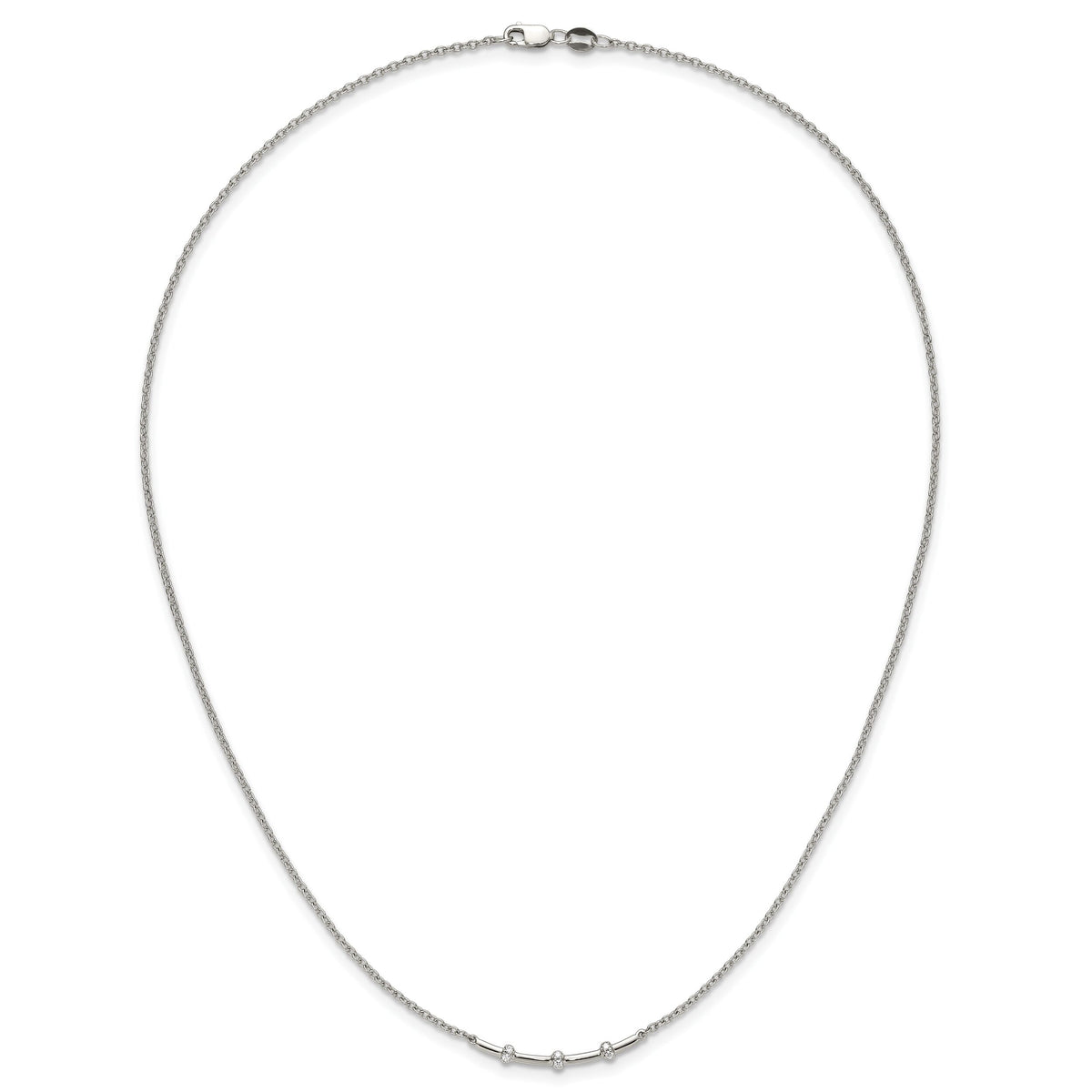 14K White Gold Polished Diamond Bar Necklace-PM10796-006-WAA