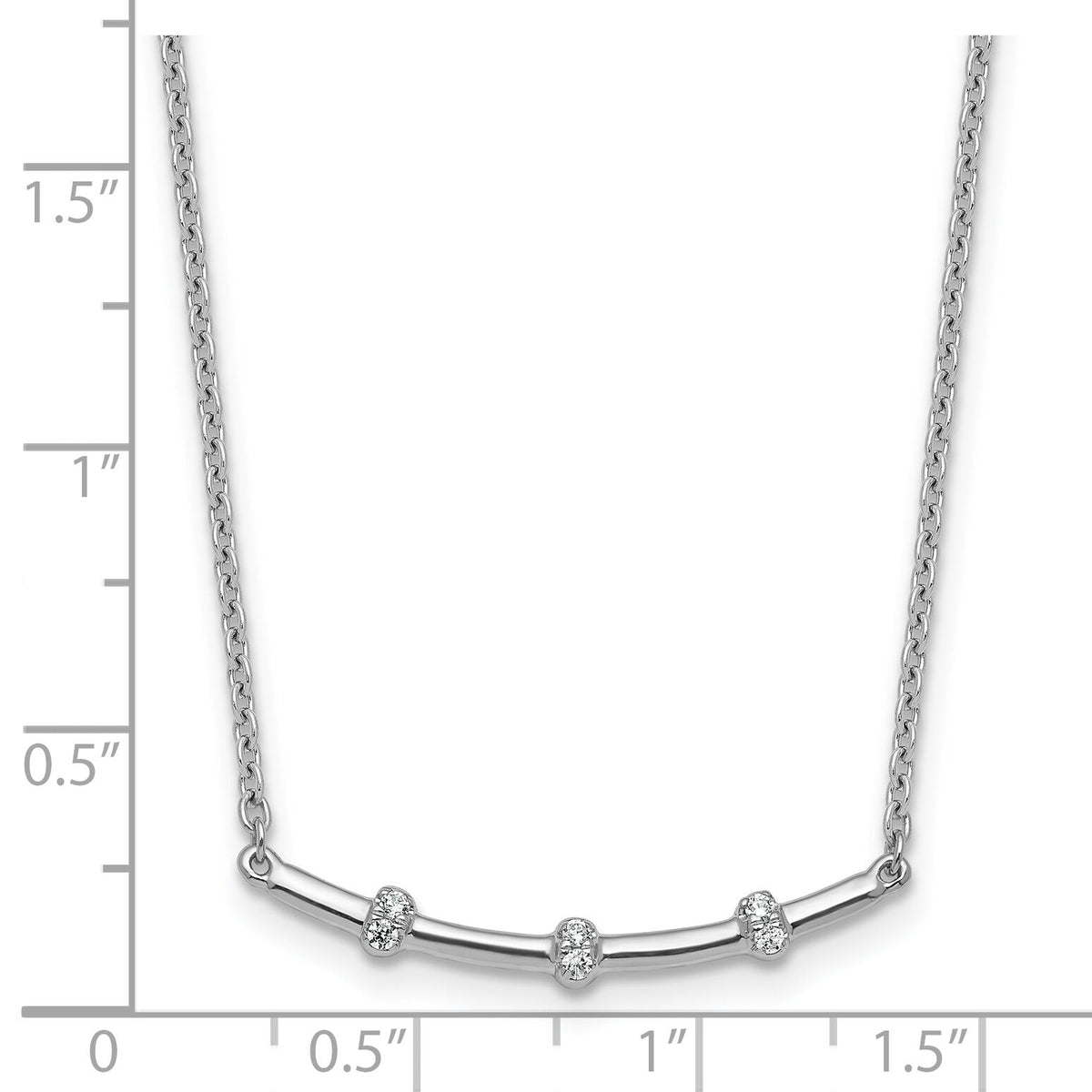 14K White Gold Polished Diamond Bar Necklace-PM10796-006-WAA