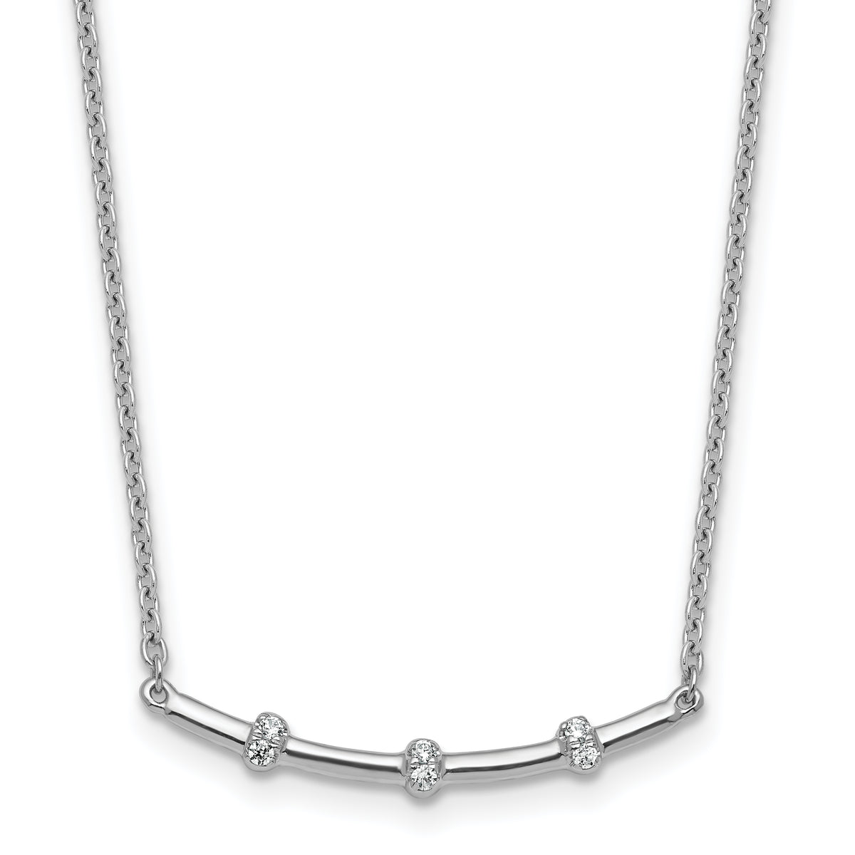 14K White Gold Polished Diamond Bar Necklace-PM10796-006-WAA
