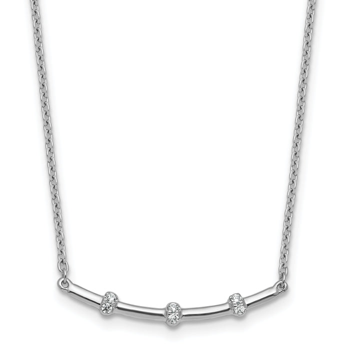 14K White Gold Polished Diamond Bar Necklace-PM10796-006-WAA