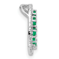 14K White Gold Polished Diamond and Emerald Heart Chain Slide-PM10797-EM-020-WAA