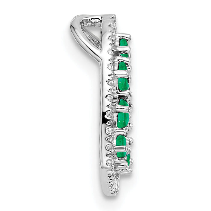 14K White Gold Polished Diamond and Emerald Heart Chain Slide-PM10797-EM-020-WAA