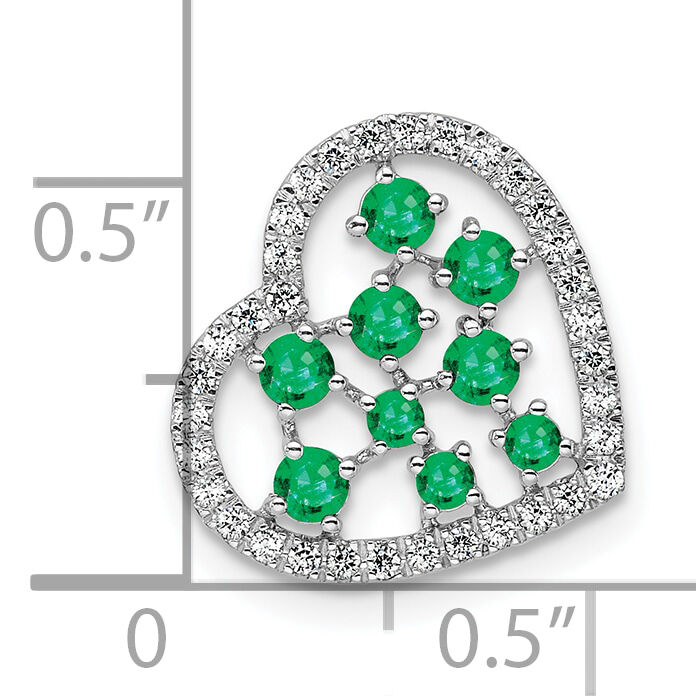14K White Gold Polished Diamond and Emerald Heart Chain Slide-PM10797-EM-020-WAA