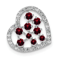 14K White Gold Polished Diamond and Garnet Heart Chain Slide-PM10797-GA-020-WAA